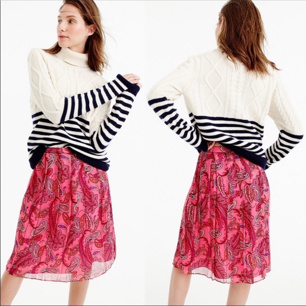 J. Crew Pink Paisley Silk Skirt 12